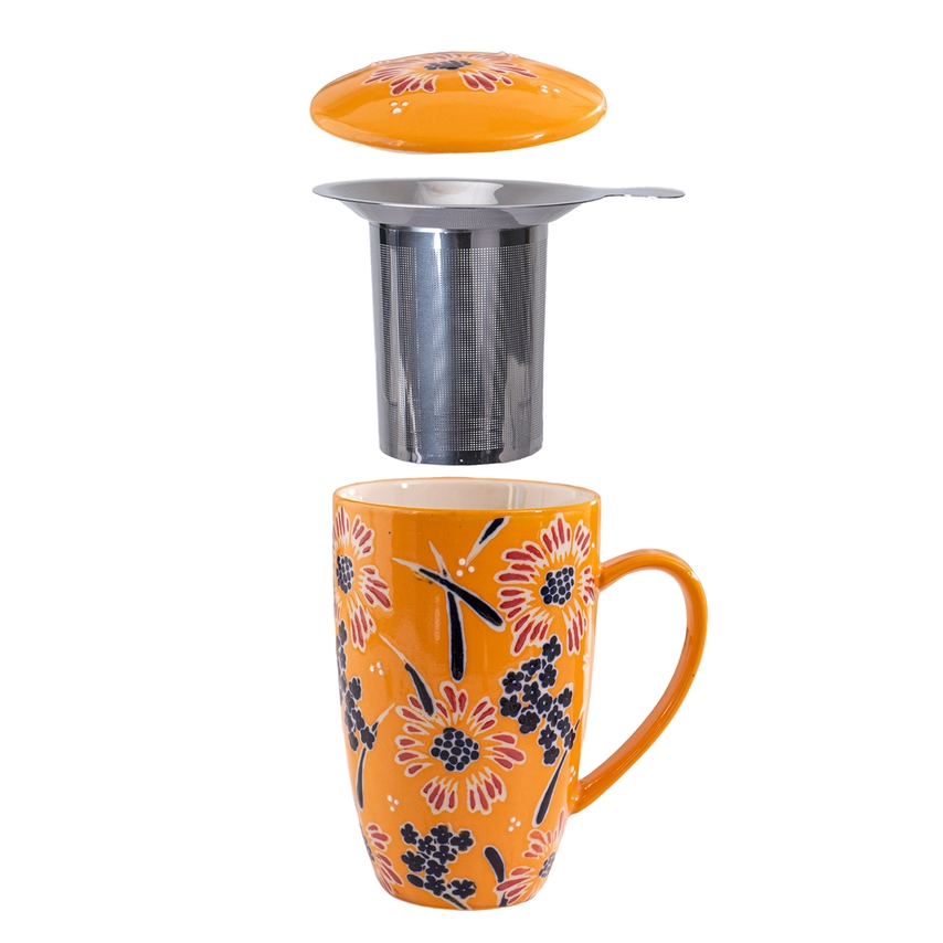 Orange Floral Mug & Infuser