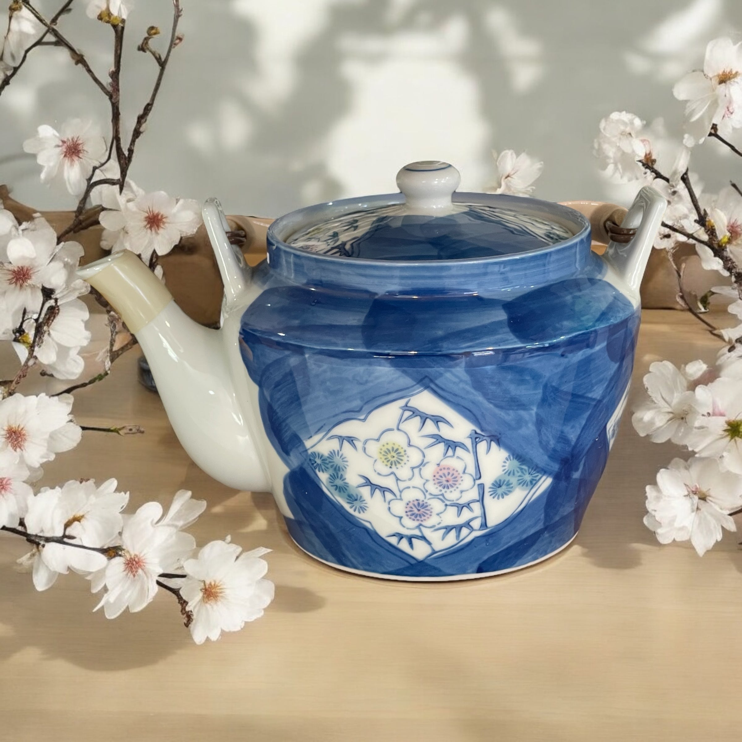 Vintage Teapot - Blue Hand Painted Floral (Arita Ware, Japan)