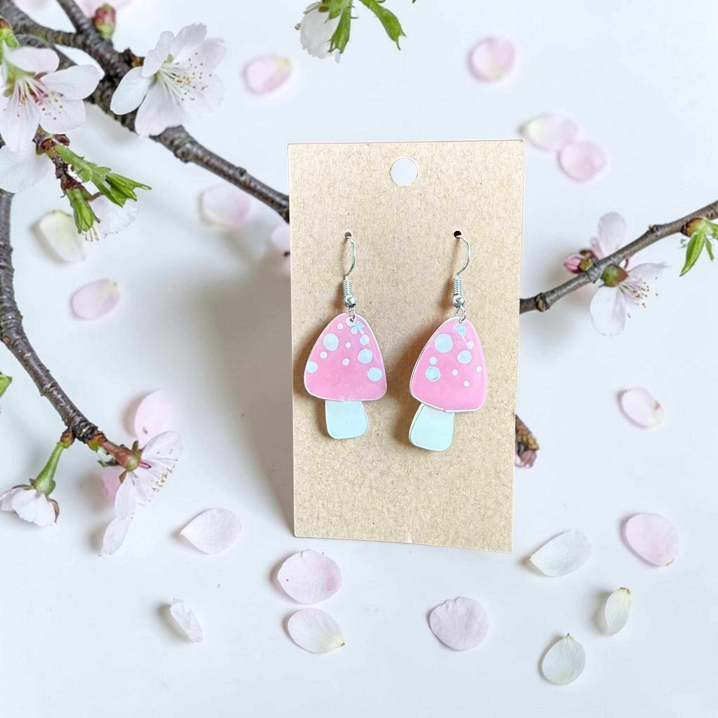 Katty’s Corner Earrings - Pink Mushrooms