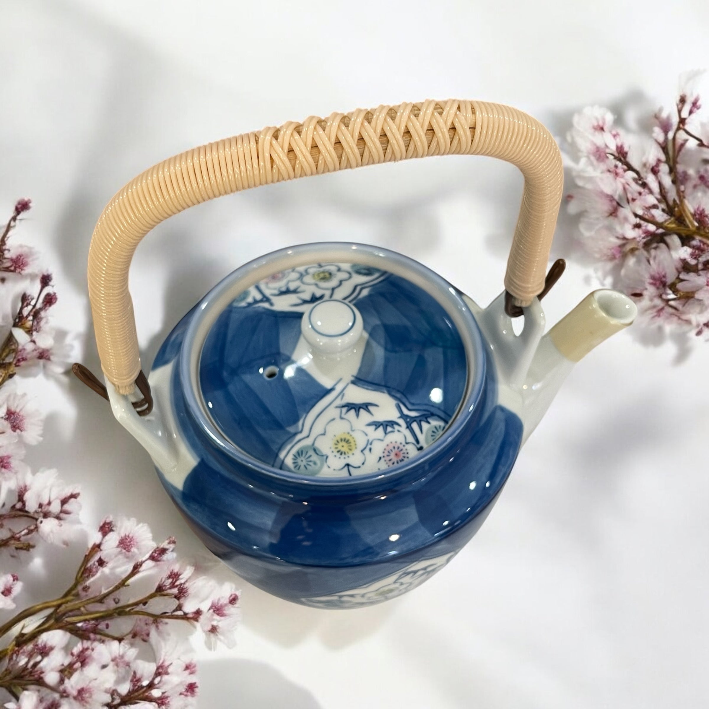 Vintage Teapot - Blue Hand Painted Floral (Arita Ware, Japan)
