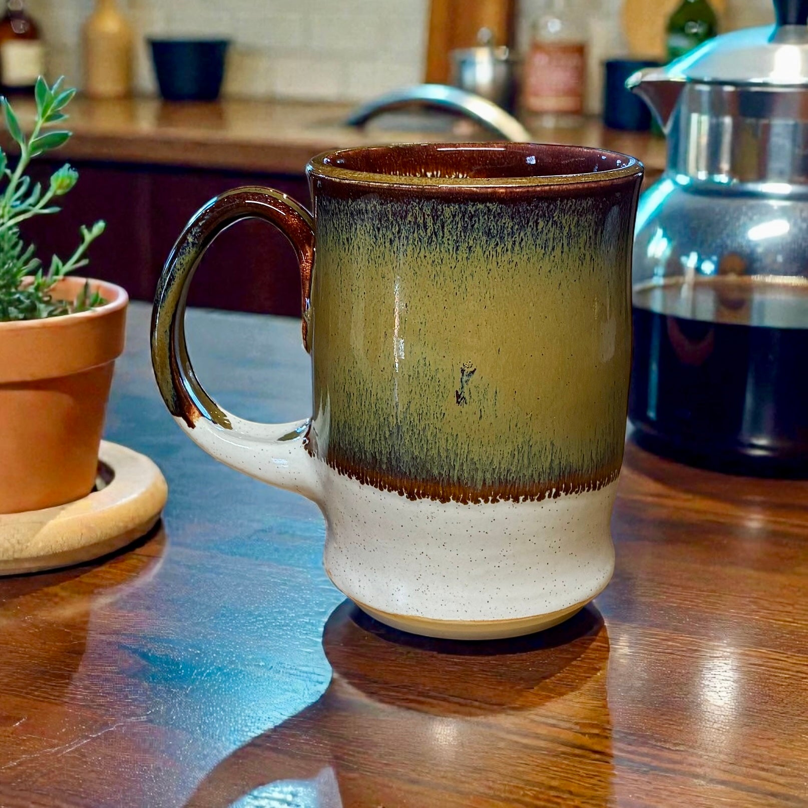 Boot Sole Pottery - Nope (Green & White)