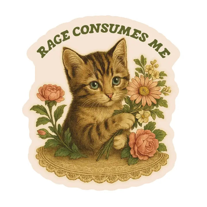 Vinyl Sticker - Rage Consumes Me Cat