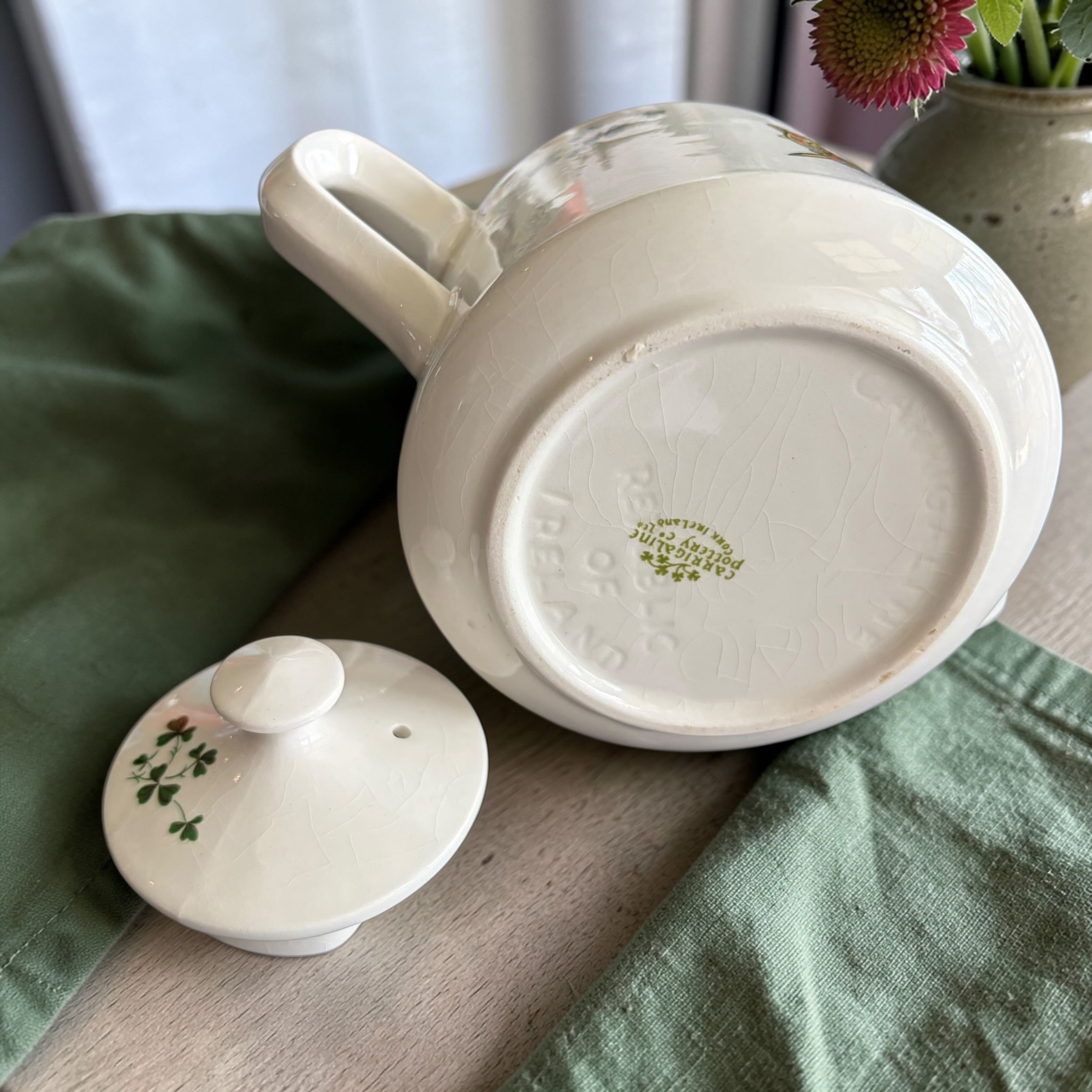 Vintage Teapot - Celtic Brooch & Shamrock (Carrigaline Pottery, Ireland)