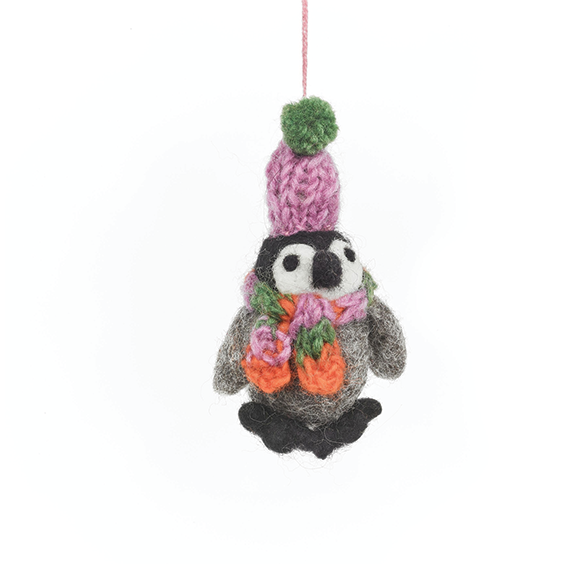 Handmade Felt Ornament - Frosty Penguins