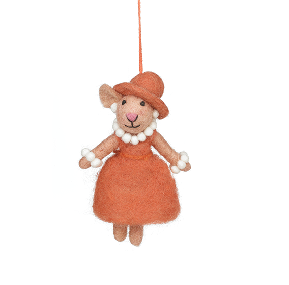Handmade Felt Ornament - Evelyn the Mouse