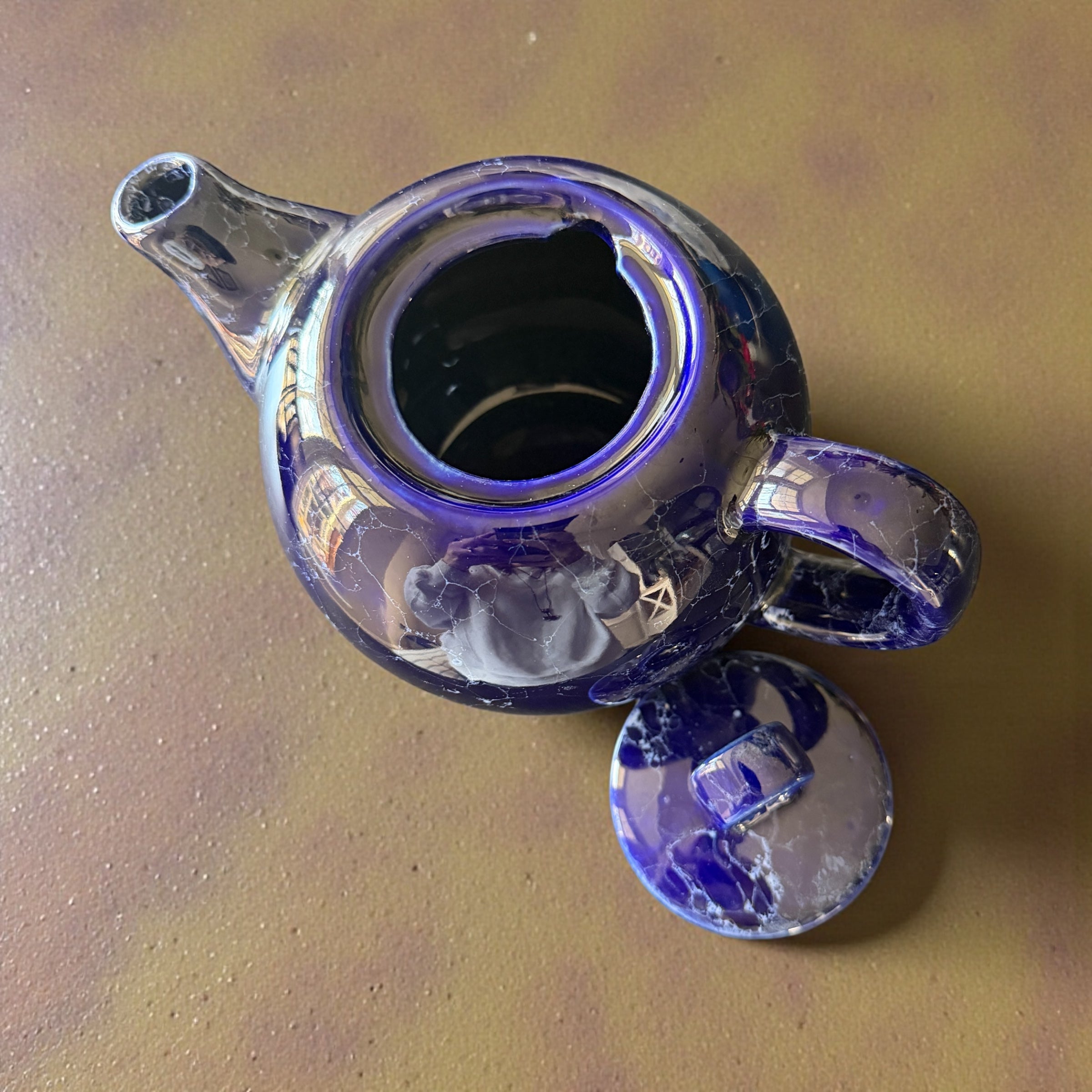 Vintage Teapot - Cobalt Blue Marble (Henriksen Imports, China)