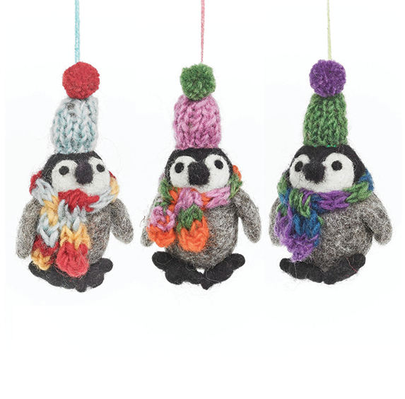 Handmade Felt Ornament - Frosty Penguins