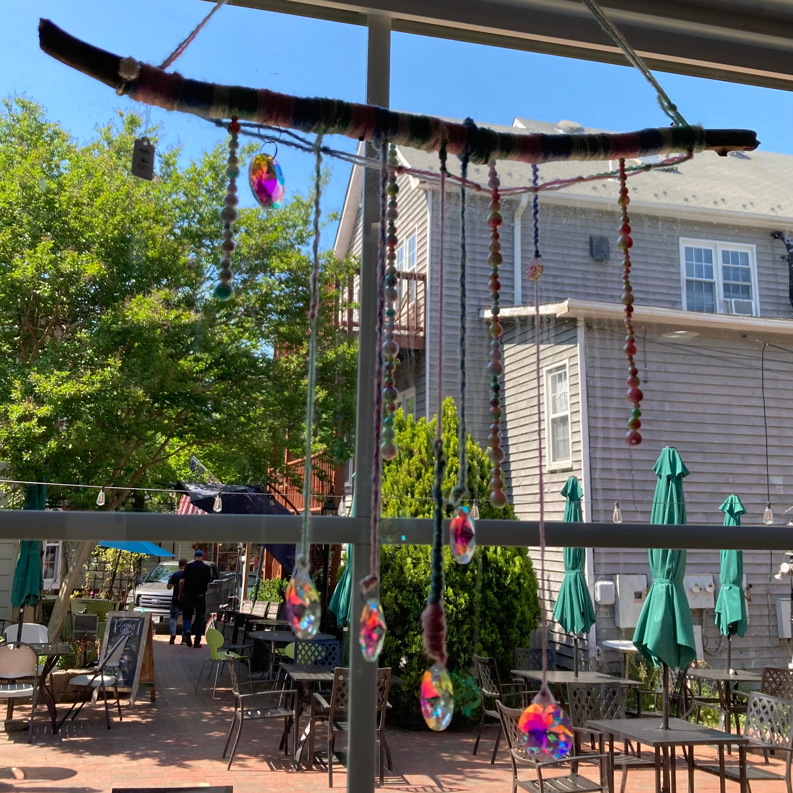 Suncatcher / Window Decor - Iridescent Yarn