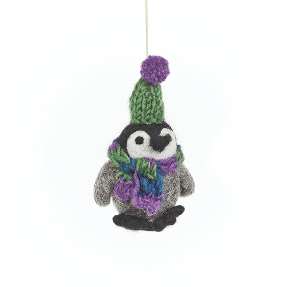 Handmade Felt Ornament - Frosty Penguins