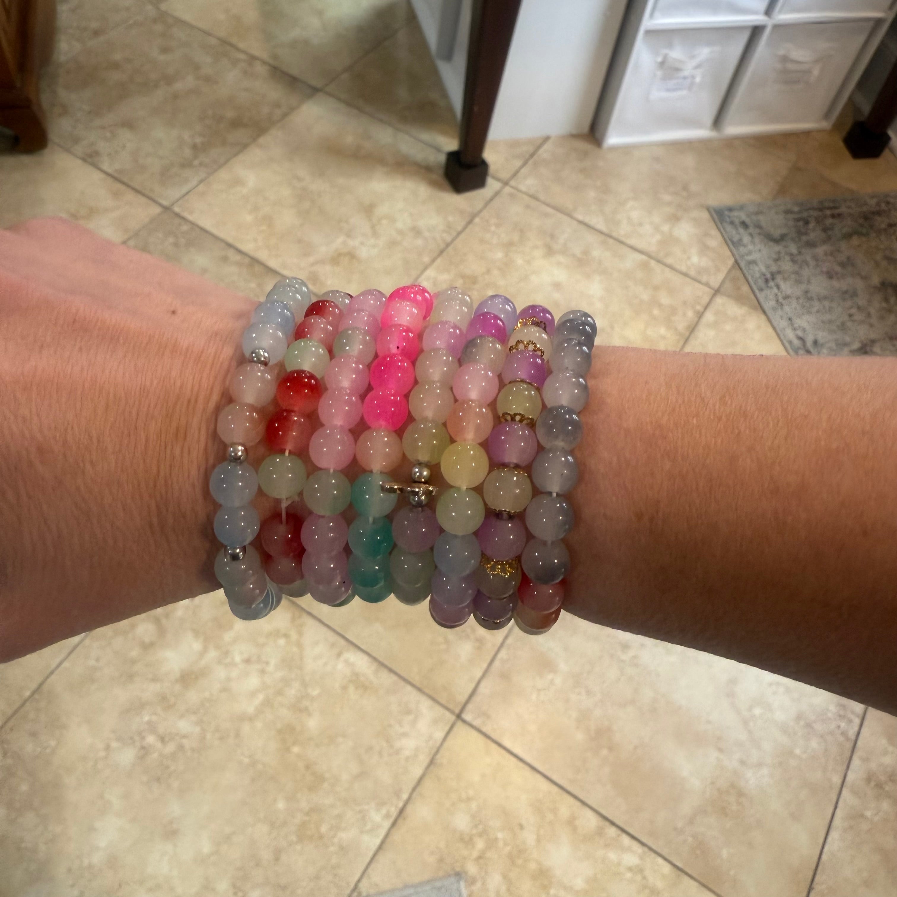 Glass Bead Bracelets & Phone Charms