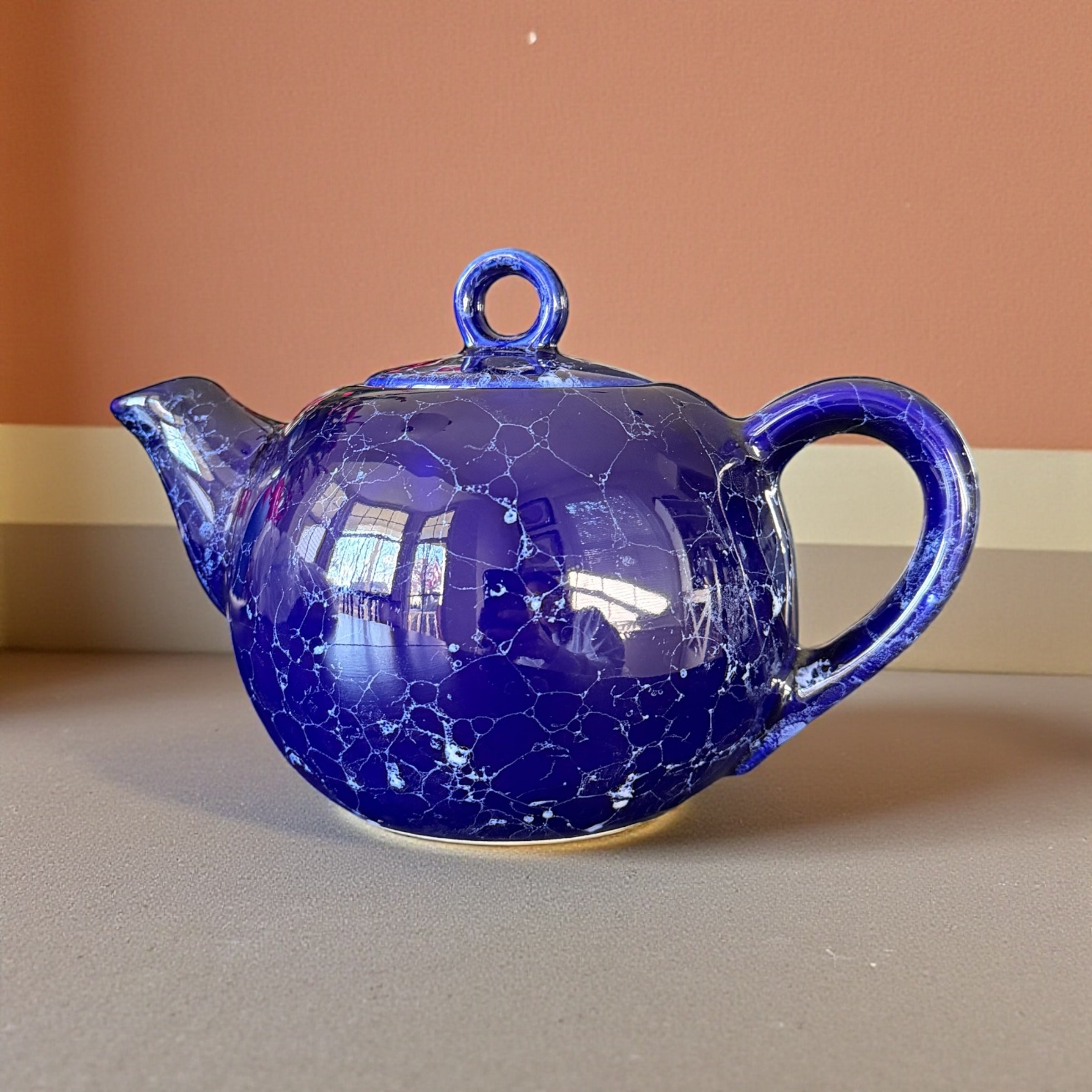 Vintage Teapot - Cobalt Blue Marble (Henriksen Imports, China)