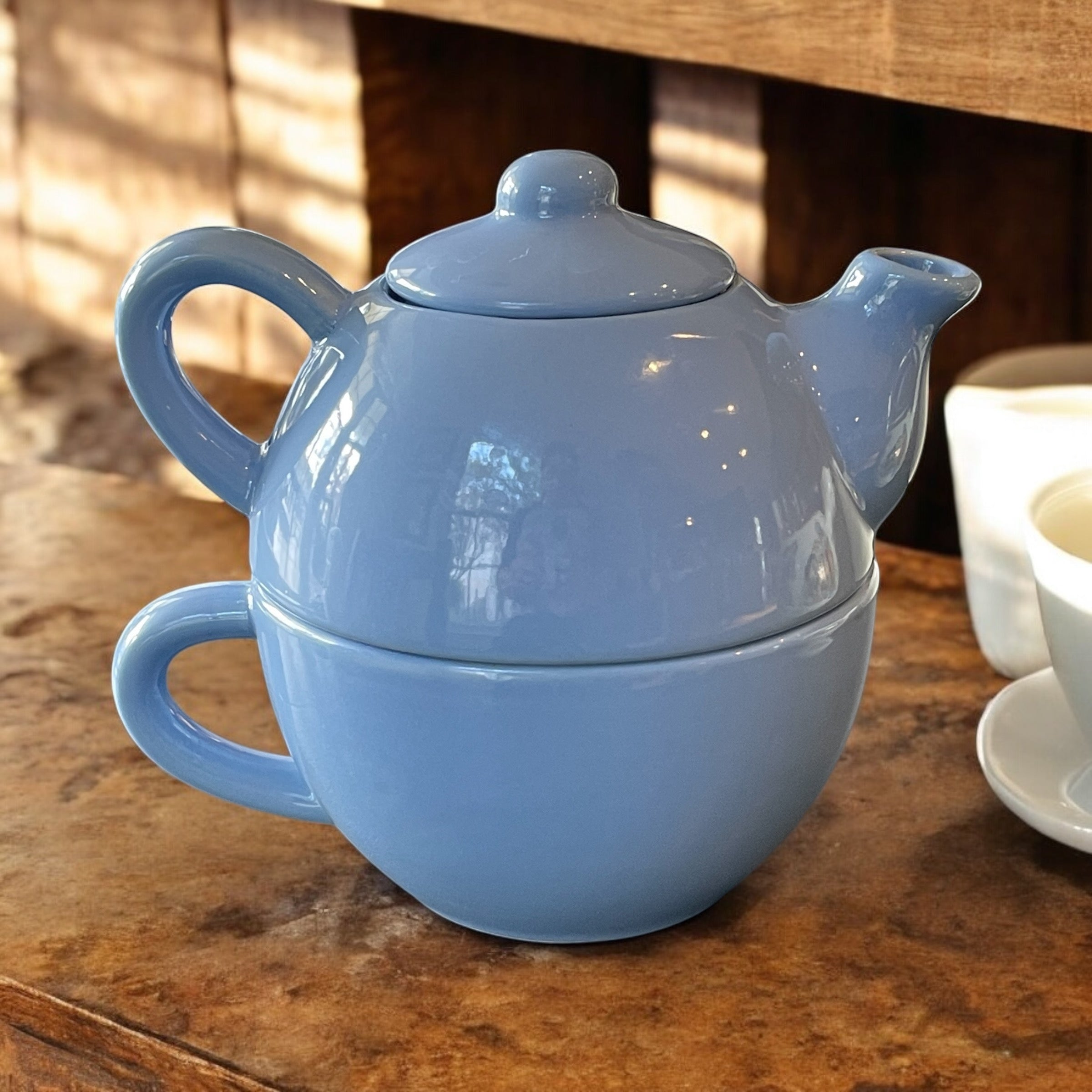 Vintage Teapot - Sky Blue Tea for One (Pier One, China)