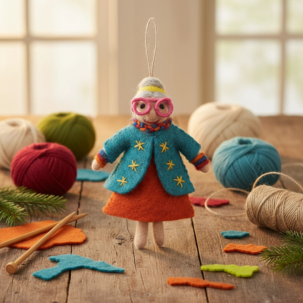 Handmade Felt Ornament - Dorothy a Groovy Grannies