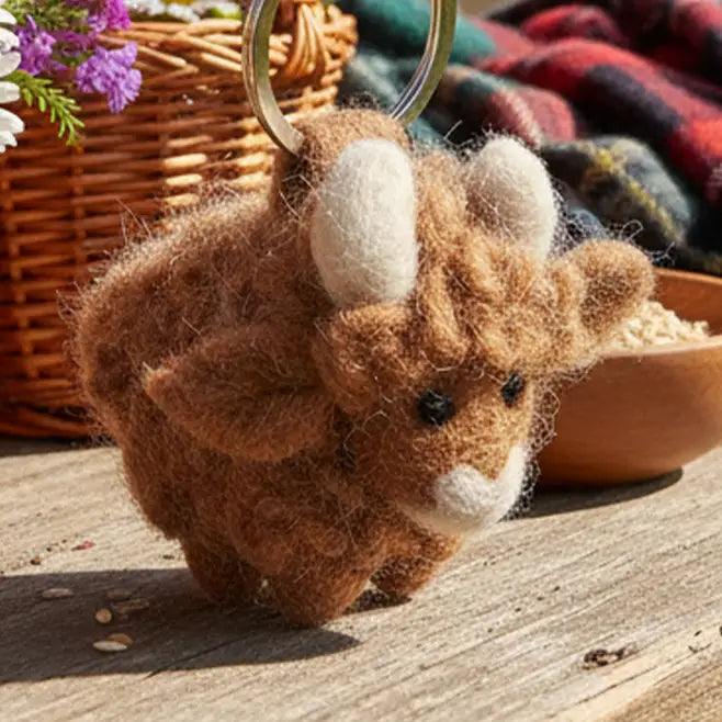 Handmade Felt Keyring - Highland Cow