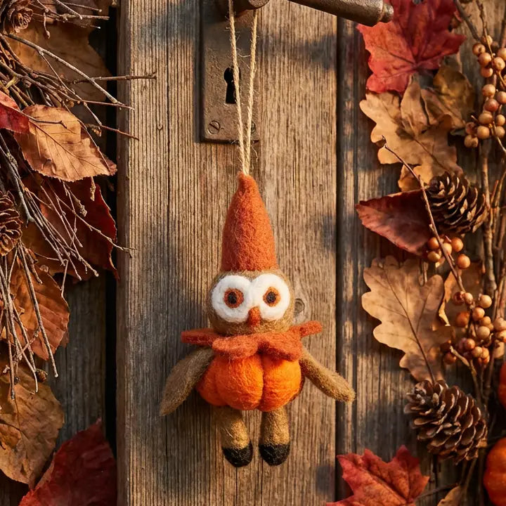 Handmade Felt Ornament - Ozzy the Owl