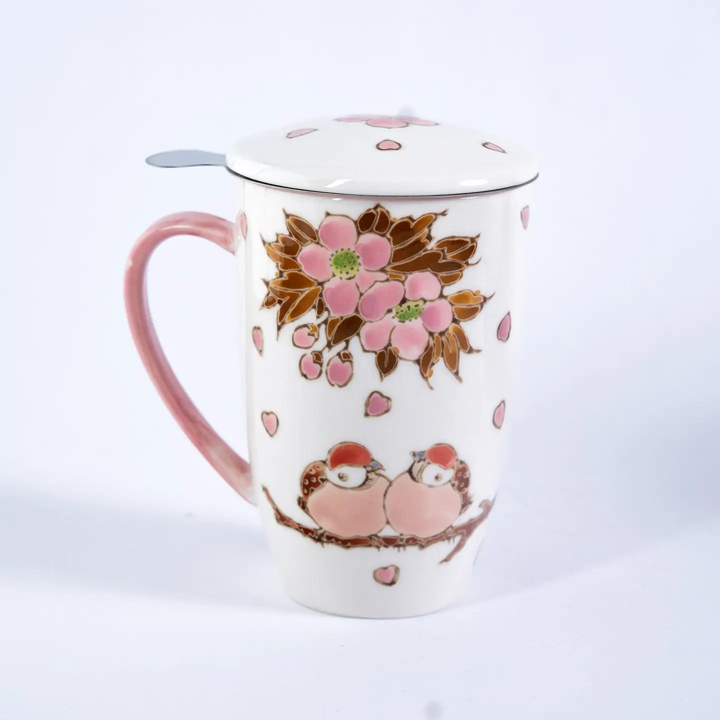 Twin Sparrows Cherry Blossoms Mug & Infuser