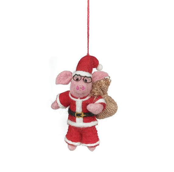 Handmade Felt Ornament - Ho Ho Hog