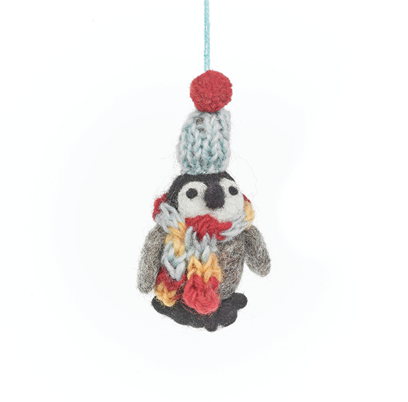 Handmade Felt Ornament - Frosty Penguins