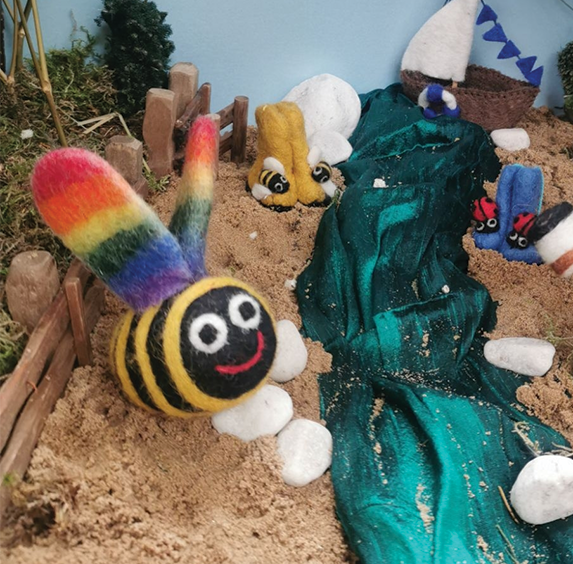 Handmade Felt Ornament - Rainbow Bumblebee