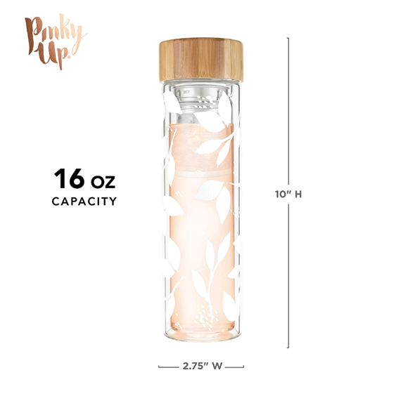 Glass Infuser Bottle - White Leaf