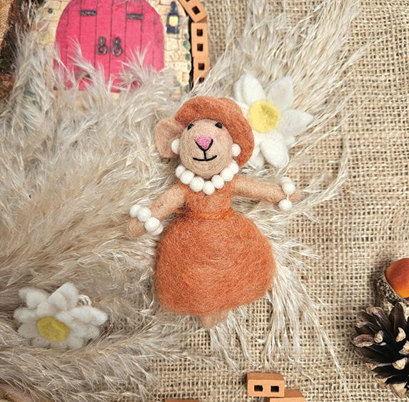 Handmade Felt Ornament - Evelyn the Mouse