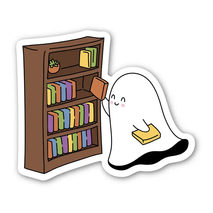 Vinyl Sticker - Ghost Librarian Bookshelf