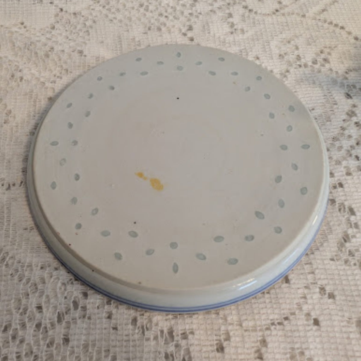 Vintage Blue & White Miniature Porcelain Teapot with Matching Saucer