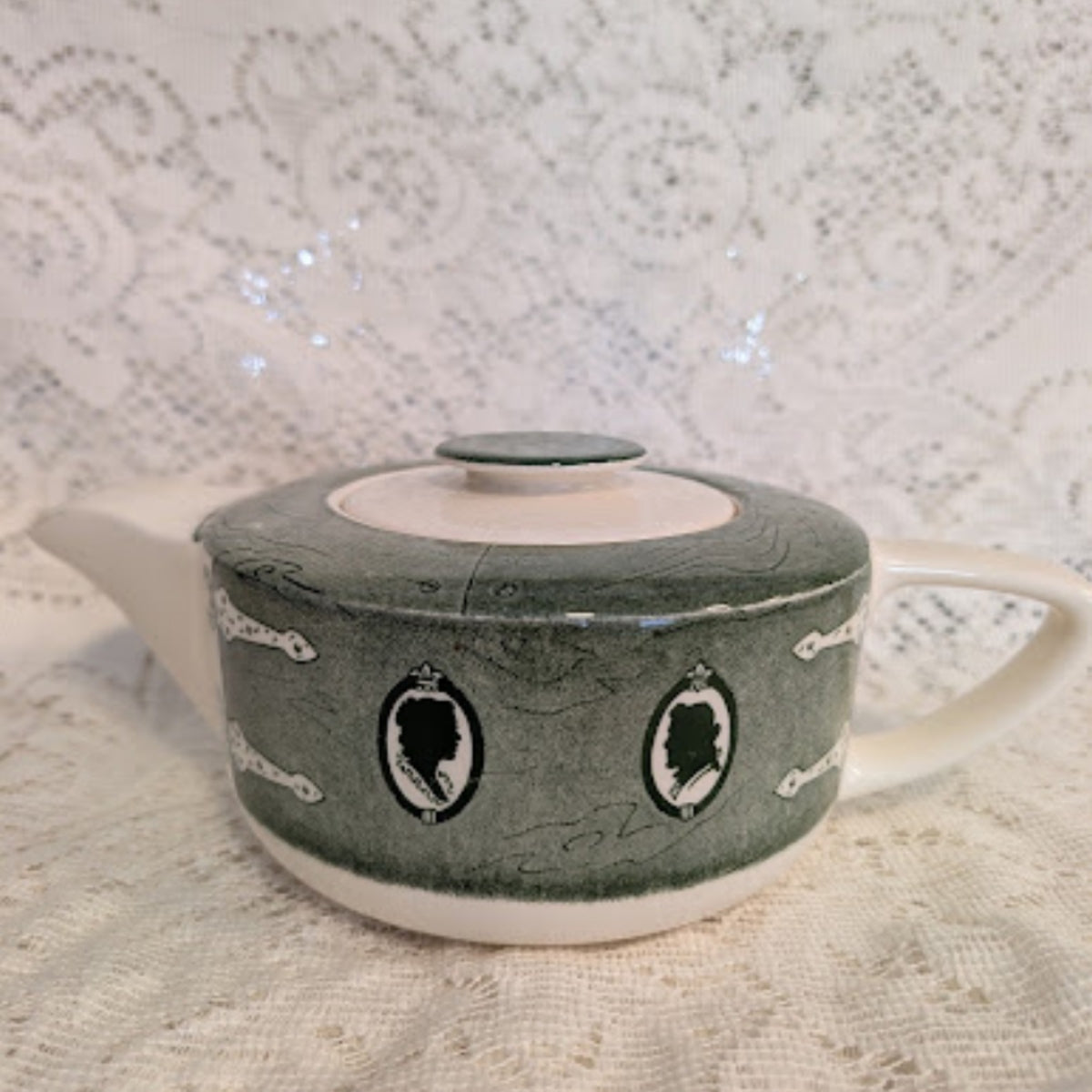 Vintage Sage Green Art Pottery Ceramic Teapot