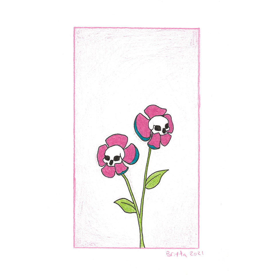 4 x 6 Print - "Zinnia Skull" by Britta Gomez