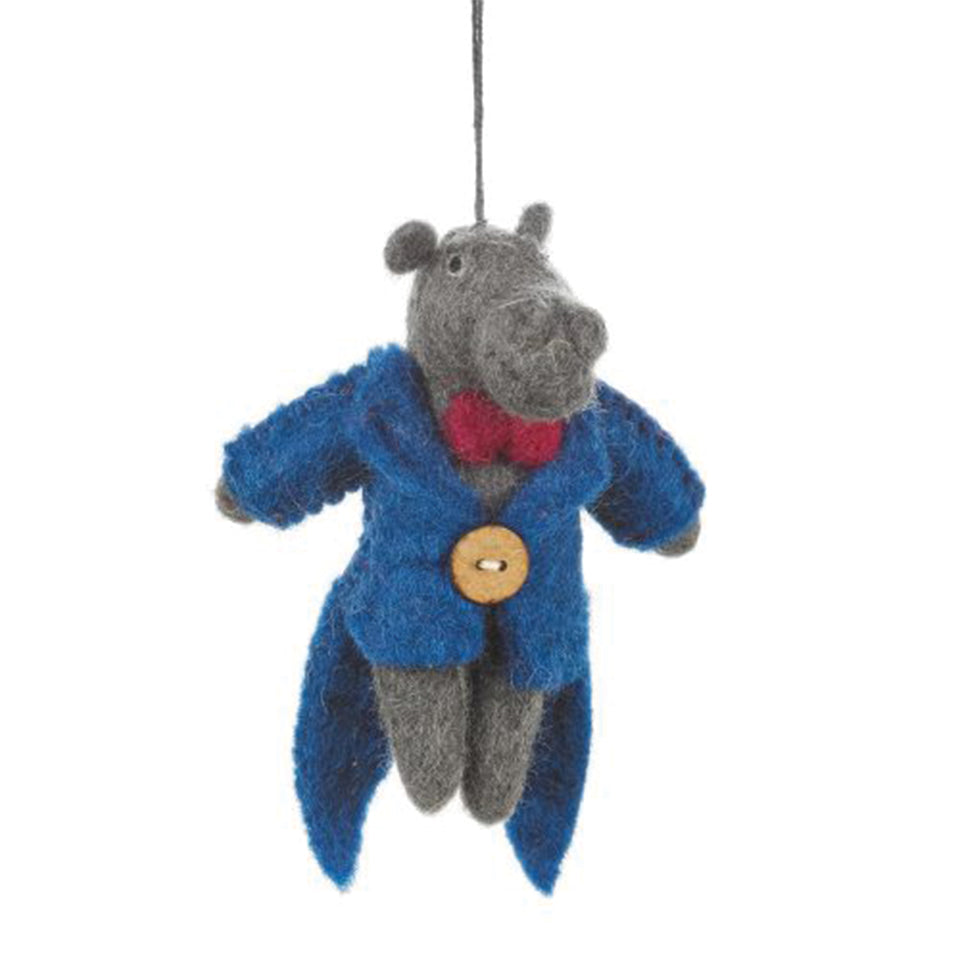 Handmade Felt Ornament - Mr. Hipsterpotomus