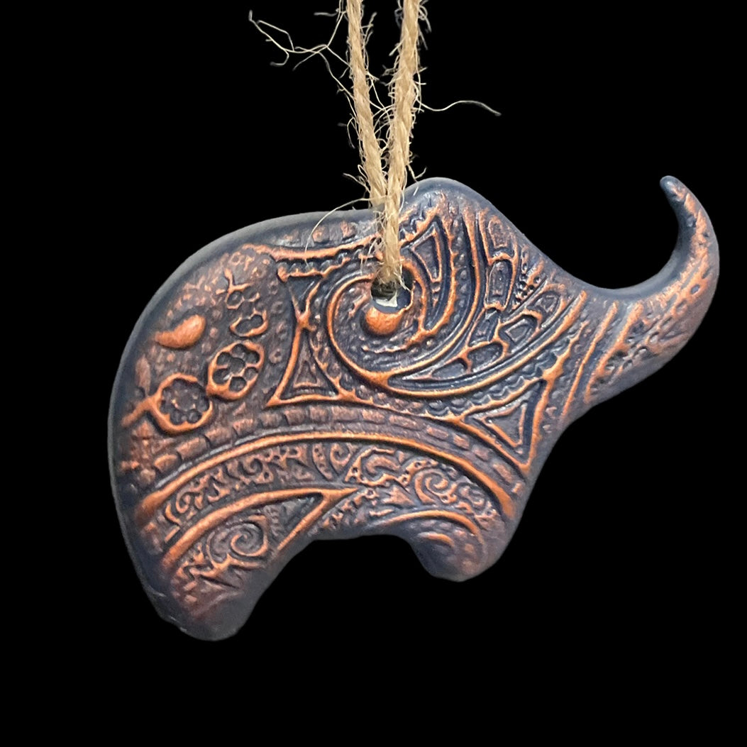 Embossed Clay Ornament - Elephant