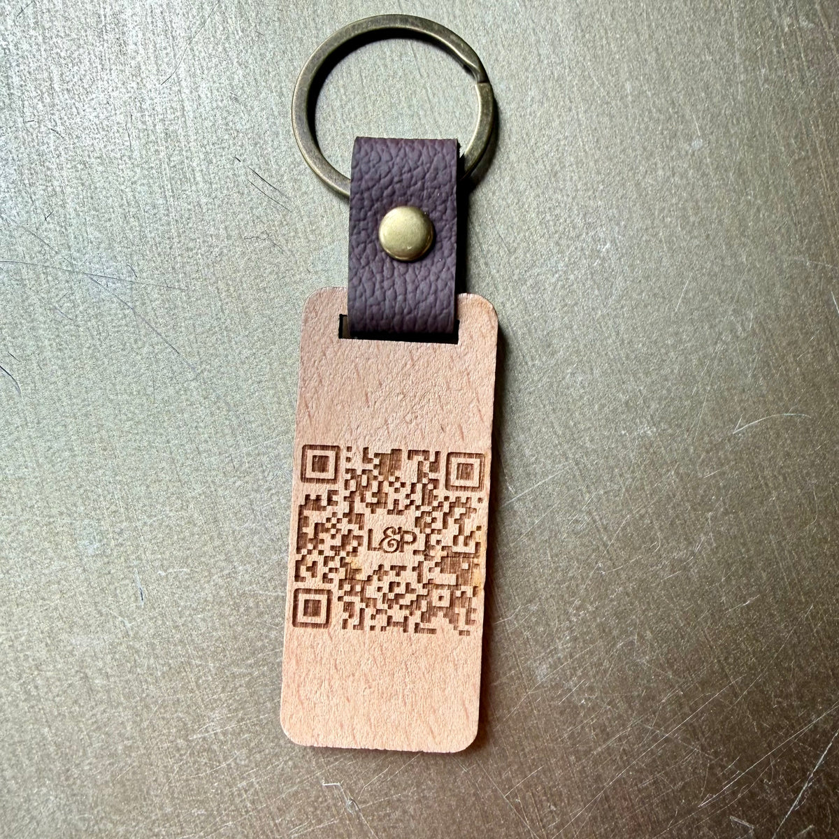 Leaf &amp; Petal Double-Sided Wooden Keychain