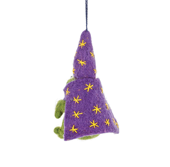 Handmade Felt Ornament - Wizard Frog