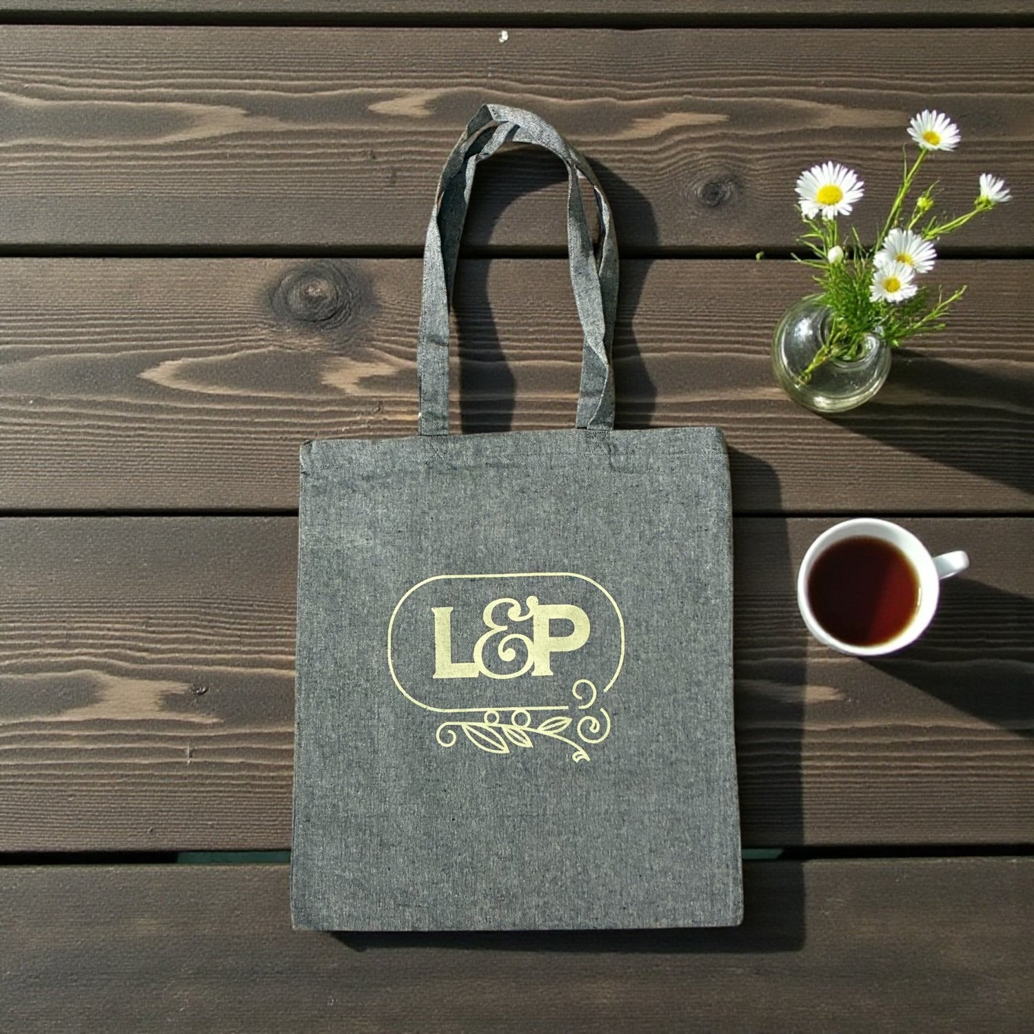 Leaf &amp; Petal Gray Tote Bag