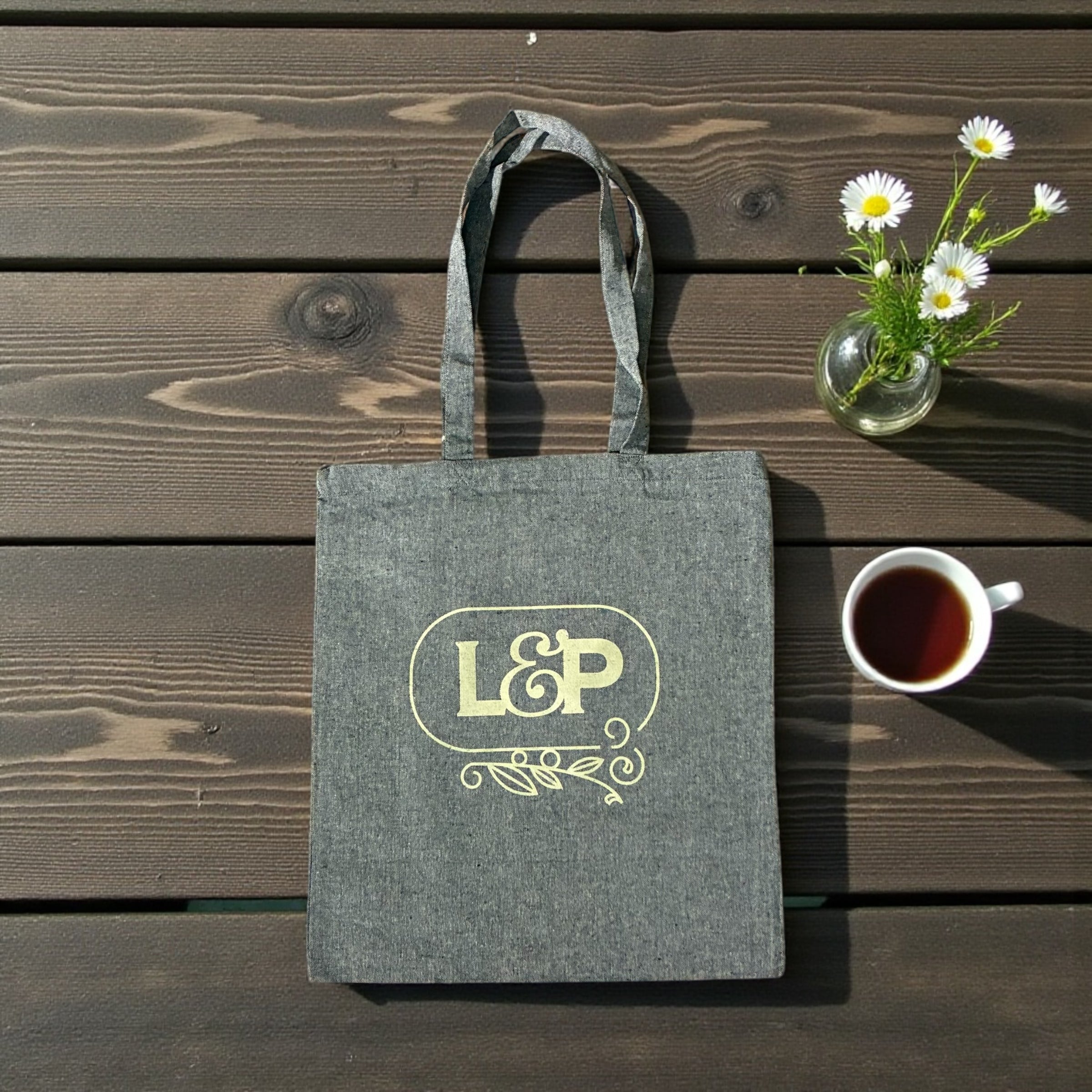 Leaf &amp; Petal Gray Tote Bag