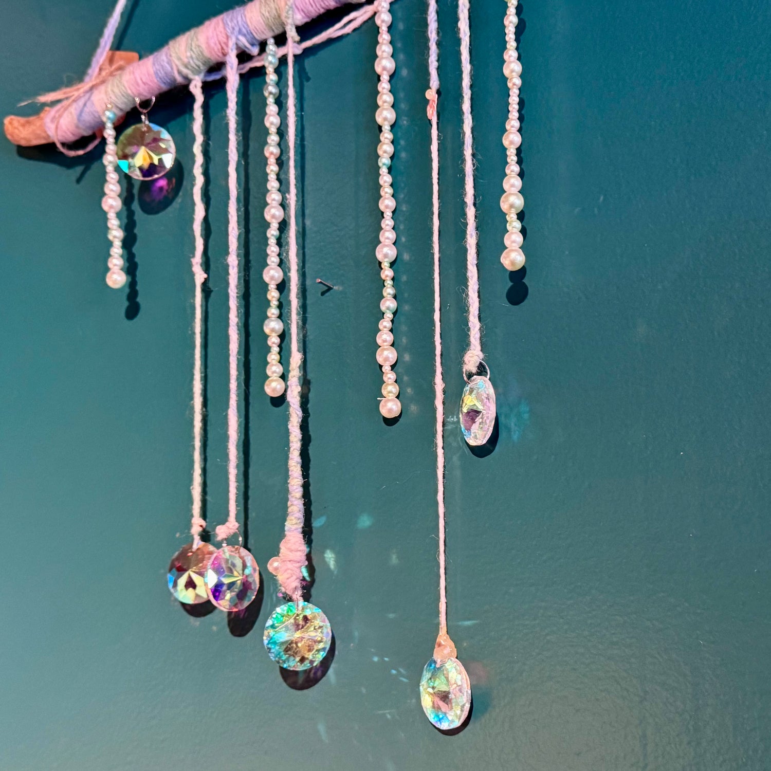Suncatcher / Window Decor - Iridescent Yarn
