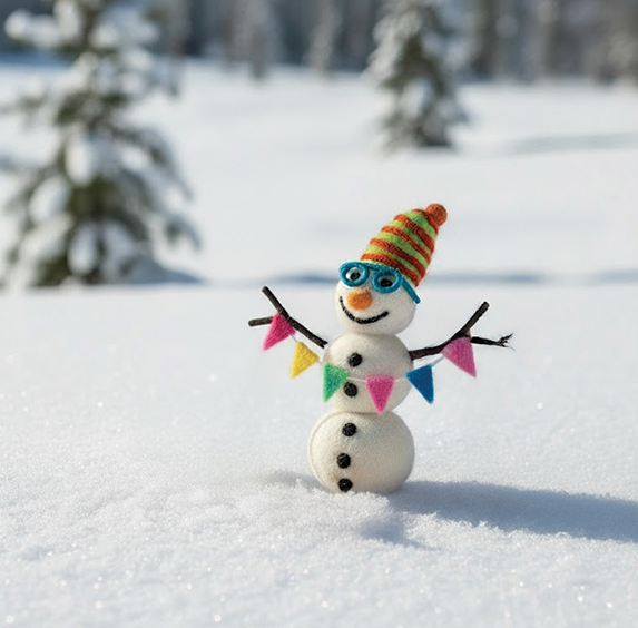 Handmade Felt Ornament - Benedict the Arctic Snowman