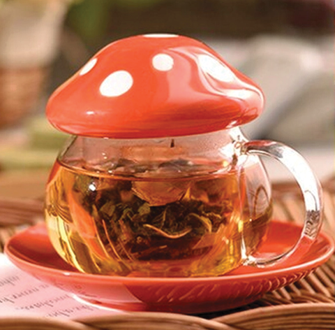 Mushroom Teapot Set - Cherry Red