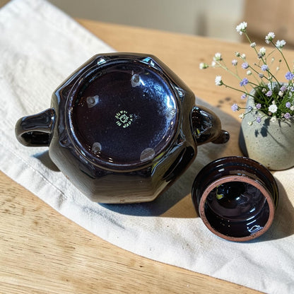 Vintage Teapot - Deep Brown with Floral