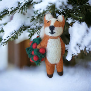 Handmade Felt Ornament - Frankie Foraging Fox