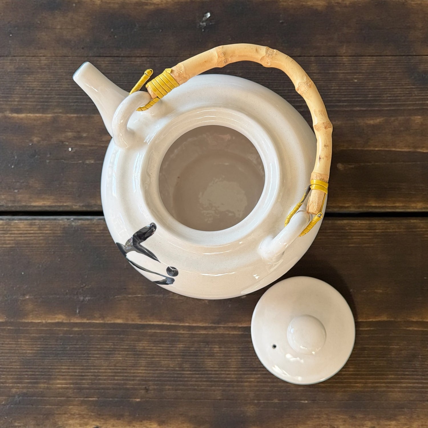 Vintage Teapot - Japanese with bamboo handle (Tougei)