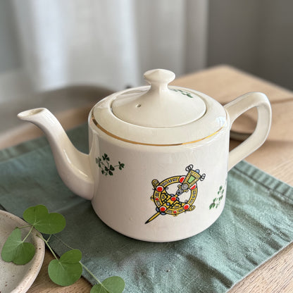 Vintage Teapot - Celtic Brooch &amp; Shamrock (Carrigaline Pottery, Ireland)