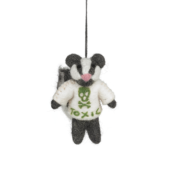 Handmade Felt Ornament - Toxic Skunk