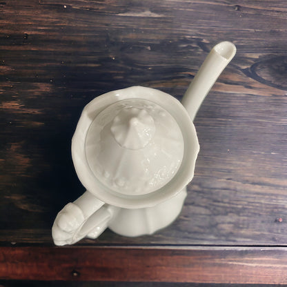 Vintage Teapot/Coffee Pot - Ornate White (Unknown)