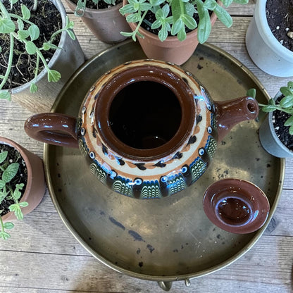 Vintage Teapot - Hand-painted Slipware Style