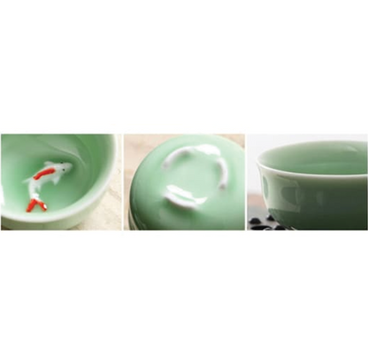 Ceramic Tea Set - Koi Fish (Green)