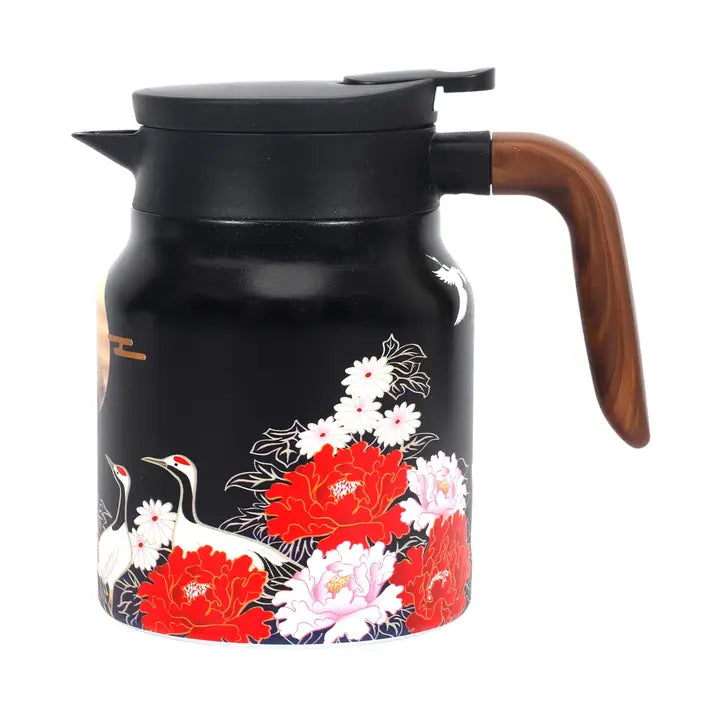 32oz Thermal Tea Kettle with Infuser Strainer Crane Peonies