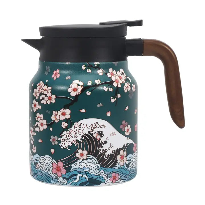 32oz Thermal Tea Kettle with Infuser Strainer Sakura Wave