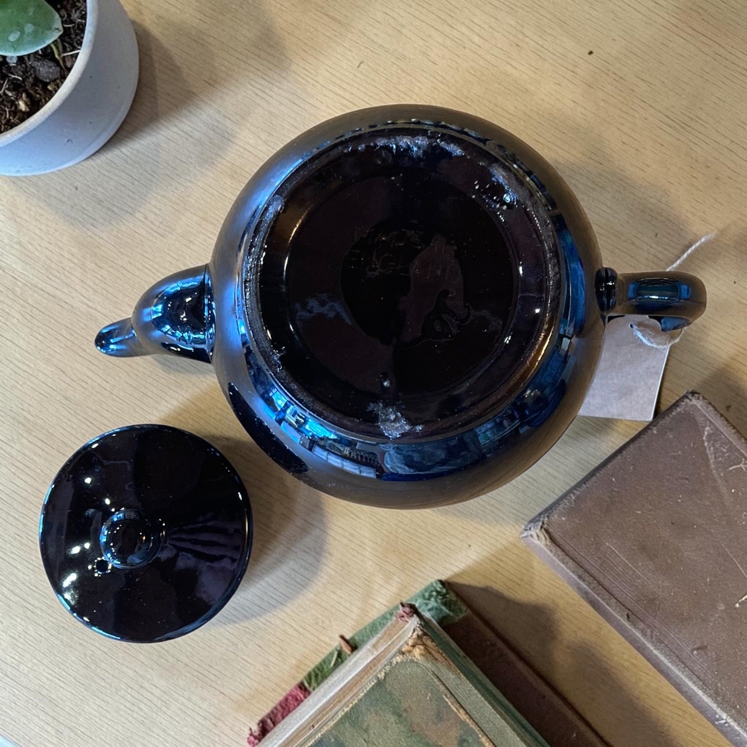 Vintage Teapot - Dark Brown Glazed