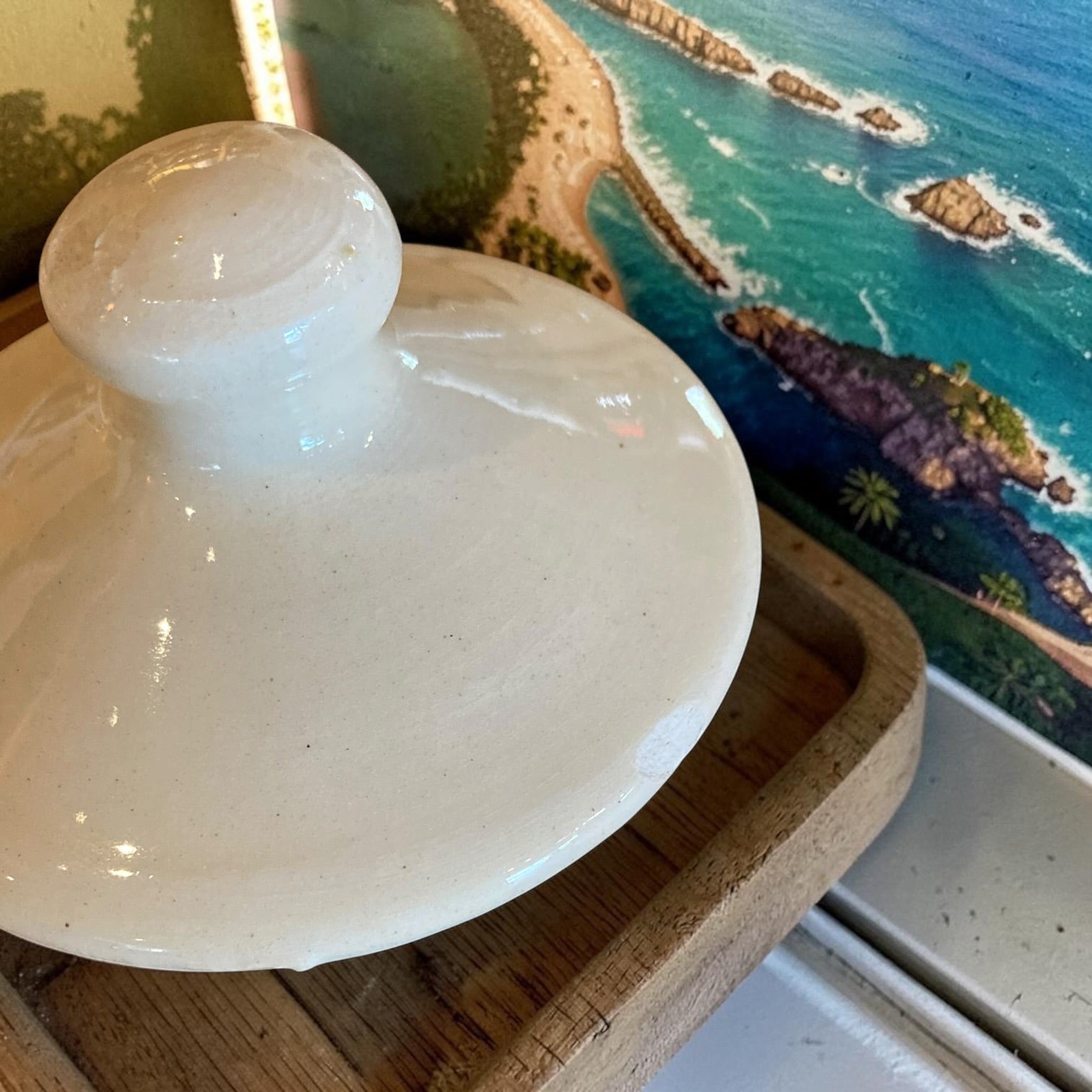 Vintage Teapot - Hand-painted Blue Floral (Puerto Rico)